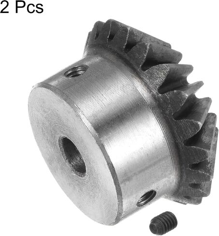 HARFINGTON 2 قطعة ترس مشطوف 1 متر 20 سن 8 مم ثقب العمود 1:1 ترس مشطوف مدبب 45 # فولاذ 2 وحدة ترس توجيه 90 درجة، للدوران الميكانيكي للأجهزة in Saudi Arabia