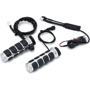Kuryakyn 6471 Motorcycle Handlebar Accessory: Heated ISO-Grips for 1996-2020 Harley-Davison with Dual Cable Throttle Control, Chrome, 1 Pair