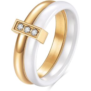 VQYSKO Dual Stacking Rings for Women,18K Gold Plated Cubic Zirconia Gold Eternity Band for Women,Thumb Ring fo Women Men Teen Girls,Size 6-10