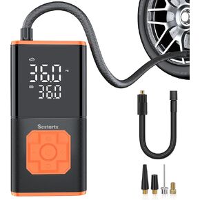 Car Tire Inflator Portable Air Compressor, 150 PSI Cordless Mini Bike Tire Pump Rechargeable 12 Volt, Electric Air Pump for Auto, Motorcycle, Bicycle, Balls with Digital Pressure Gauge and LED Light