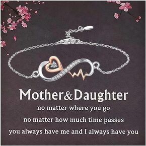 MASALADI Mother Daughter Forever Love Heart Infinity Heartbeat Bracelet,Sentimental Gifts for Mother Daughter,Birthday Graduation Christmas gift