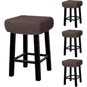 uxcell 4pcs Stool Covers Rectangle, Bar Stool Covers Saddle Seat Cover for Wooden Metal Bench Chair Dark Brown