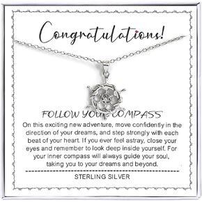Graduation Gifts for Daughter - Sterling Silver Ship Wheel Necklace for Her New Journey Gifts