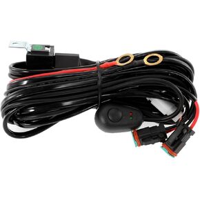 Auxbeam 2 Leads Led Light Bar Wiring Harness with Fuse, 16AWG DT Connector Wiring Harness Kit for Off Road Lights, 12V 40A Relay On Off Switch Relay for Led Work Light Fog Lights