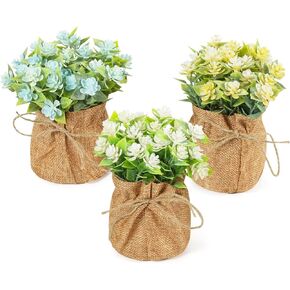 فيلنر بابيس التنفس الزهور الاصطناعية في مزهريات حقيبة الخيش الصغيرة 3pcs -gypsophila فو الزهور مزرعة منزل القهوة الطاولة المكتب ديكور مكتب مكتب المطبخ غرفة الطعام