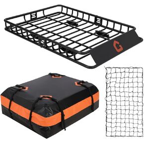 51’’x36’’ Roof Rack Basket,Heavy Duty Universal Car & Truck Cargo Carrier with Net and Waterproof Cargo Bag, Luggage Holder with Extension for Universal,200LB Capacity