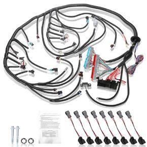 LS Swap Standalone Harness with 4L60E,Ls Engine Wiring Harness Compatible with 1997-2006 GM DBC LS1 4.8L 5.3L 6.0L Vortec Engines, Drive by Cable