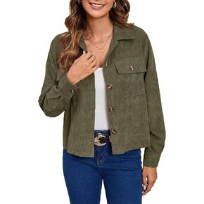 Tasamo Womens corduroy corduroy button button down long long fall fall fash stack