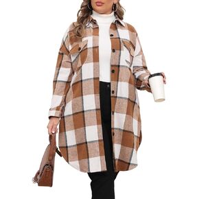 Tianzhu Womens بالإضافة إلى حجم طويل الأكمام من الفانيلا منقو