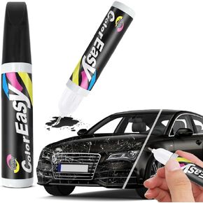 Black Touch Up Paint for Cars – 2-in-1 Automotive Paint Pen for Car Scratch Repair – Quick Dry Auto Paint Scratch Remover Rim Touch Up – Restores & Protects Vehicle