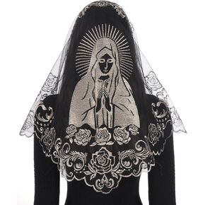 Bozidol Mantilla Veils for Church Catholic, Triangle Blessed Virgin Mary Chapel Veil Latin Mass Lace Head Coverings for Women