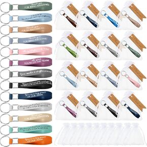 Yinkin 100 Sets شكرًا لك هدية ، سلاسل المفاتيح السيليكون الملهمة بالسيليكون ، هدايا تقدير الموظفين مع شكر لك حقيبة أورجانية بيضاء للنساء معلمات ممرضة متطوع هدية متطوع