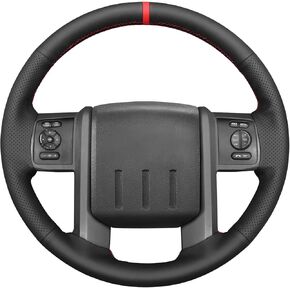 MEWANT HAND SEW Black Smooth Leathive Leather Teadering Wheel For Ford F-250 F-350 2011-2016 Ford Truck Accessory
