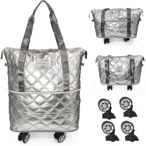 Expandable Duffel Rolling Mommy Travel Luggage Convertible Gym Bag - Large Weekend Bag for Women (Light Green)