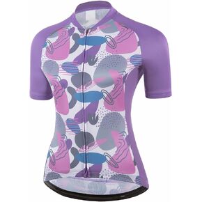 Qualidyne Women's Cycling Jersey Short مع جيوب خلفية قمصان الدراجة الكاملة للدراجة الجافة جافة الدراجات جيرسي