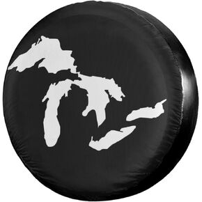 State of Michigan Great Lakes Spare Tire Cover Dust-Proof Wheel Tire Cover Fit Trailer, RV, SUV and Many Vehicle 15 Inch