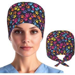 Working Cap Hat with Sweatband Comfortable and Breathable Adjustable Headgear for Men Women Scrub Cap