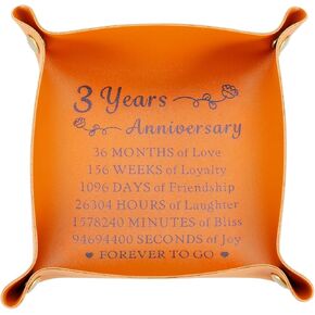 Octamber 3 Year Anniversary Leather Gifts for Men Women 3rd Anniversary Valet Tray Gifts for Husband from Wife Leather Anniversary Wedding Gifts for Him Her Leather Gifts for Him Her Hubby Wifey