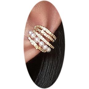 Dainty 1pcs الذهب غير الثقب أذن الكفة خمر لؤلؤة النجوم مكعب الزركونيا الكفرات الكف