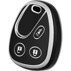 for Chevy Key Fob Cover, Soft TPU Car Key Cover Compatible with 2002-2007 Chevy Silverado Avalanche Suburban Trailblazer Equinox Malibu Tahoe Buick Rainier Lesabre Accessories(Black)
