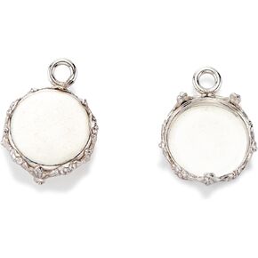 925 Sterling Silver 10mm Bezel Cup with Ring and Decorative Trim Round Solid Back Pendant Trays Ideal for Necklaces Earrings & Keepsakes Jewelry Making Supplies, 4 Pieces