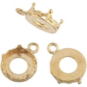 Brass Round Gallery Bezel Cup for Gemstones & Crystals, Decorative Bezel, Blank Base Setting, 10 Mm Findings, Handmade Jewelry Supplies, Frame for Pendants Charms, DIY Jewelry Making, 10 Pack