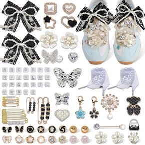YUBOO 246 PCS سحر أحذية للأحذية الرياضية ، ورسالة أحذية SCHOELACE SCHARM Charm Black Shoe Charms ، و DIY Brouches و Dins for Women المجوهرات الأنيقة.