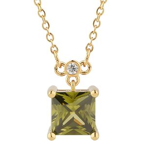 18K Gold-Plated Birthstone Necklace for Women, 5A Princess Square Cubic Zirconia Pendant, Dainty Gold Necklace, Perfect Anniversary & Birthday Gifts for Wife, Mom, Loved Ones or Yourself