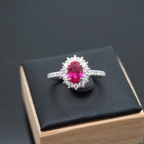 Women's 925 Sterling Silver Ruby/Padparadscha Sapphire Ring, Fashion Promise Anniversary Propose Wedding Ring with Simulated Gemstones for Women in Saudi Arabia