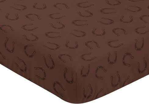 Sweet Jojo Designs Tan Brown Western Cowboy Boy Baby Fitted Crib Sheet Set Nursery Soft Infant Newborn Fits Standard Mattress Toddler Bed Southern Country Wild West Horse Off White Cow Print Animal in Kuwait