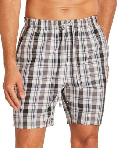 TAHARI Woven Pajama Shorts for Men – Lightweight Poplin Cotton Sleepwear with Drawstrings and Pockets in Saudi Arabia