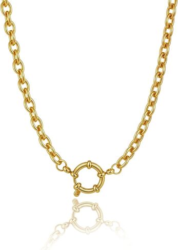 Paperclip Necklace Herringbone Necklace for Women Gold Necklace 18k Gold Plated Necklaces for Women Trendy Dainty Jewelry Gifts in Saudi Arabia
