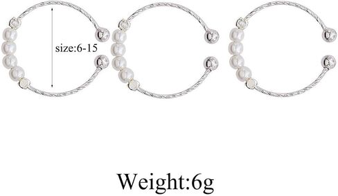GIGB PBDK 3Pcs Small Pearl Rings Set for Women,Dainty Minimalistic Stackable Adjustable Elastic Ring for,Pearl Jewelry Holiday Gift for Women in Saudi Arabia