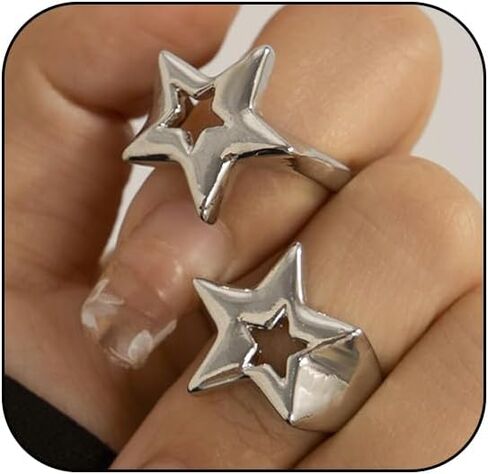 2pcs chunky y2k star reings open reings for women fashion fashion arviol tarlow stars intage knuckle ring in Kuwait