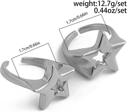 2pcs chunky y2k star reings open reings for women fashion fashion arviol tarlow stars intage knuckle ring in Kuwait