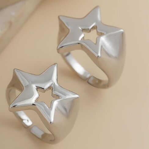 2pcs chunky y2k star reings open reings for women fashion fashion arviol tarlow stars intage knuckle ring in Kuwait