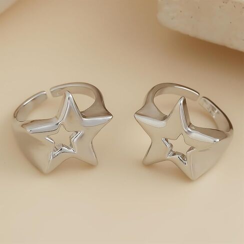 2pcs chunky y2k star reings open reings for women fashion fashion arviol tarlow stars intage knuckle ring in Kuwait