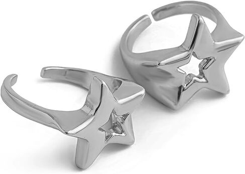 2pcs chunky y2k star reings open reings for women fashion fashion arviol tarlow stars intage knuckle ring in Kuwait