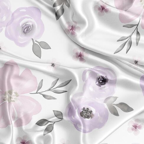 Sweet Jojo Designs Blush Pink Grey Boho Floral Girl Baby Satin Fitted Crib Sheet Infant Newborn Nursery Toddler Bed Room Standard Mattress Bohemian Farmhouse Shabby Chic Watercolor Flower Gray White in Saudi Arabia