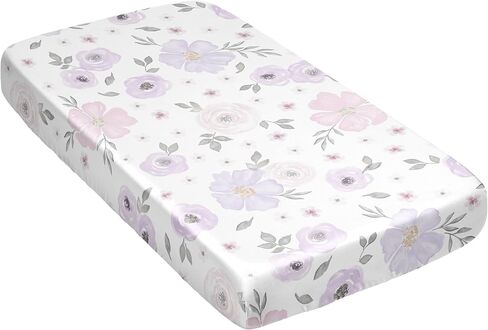 Sweet Jojo Designs Blush Pink Grey Boho Floral Girl Baby Satin Fitted Crib Sheet Infant Newborn Nursery Toddler Bed Room Standard Mattress Bohemian Farmhouse Shabby Chic Watercolor Flower Gray White in Saudi Arabia