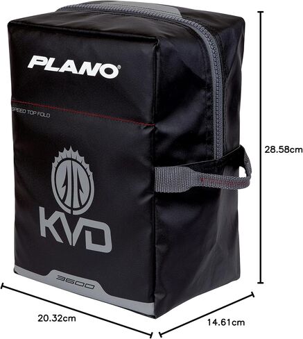 Plano KVD Wormfile Signature Series 3600 Speedbag، قماش أسود مطلي بمادة TPE مع تصميم داخلي ولمسات حمراء، حقيبة صيد ناعمة ممتازة، تخزين أدوات الطعوم والسحر in Saudi Arabia