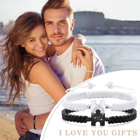 مطابقة الأساور للأزواج هدايا لعلاقة جديدة هدية كولبل هدية طويلة مسافة أساور مع هدايا رومانسية قابلة للتعديل لها له مجوهرات الزفاف in Kuwait