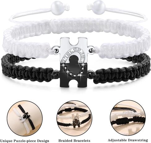 مطابقة الأساور للأزواج هدايا لعلاقة جديدة هدية كولبل هدية طويلة مسافة أساور مع هدايا رومانسية قابلة للتعديل لها له مجوهرات الزفاف in Kuwait