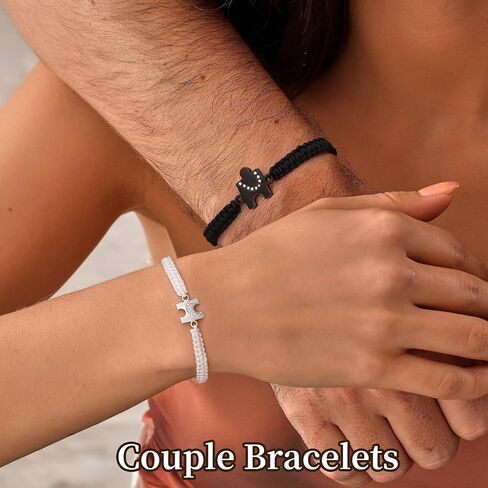 مطابقة الأساور للأزواج هدايا لعلاقة جديدة هدية كولبل هدية طويلة مسافة أساور مع هدايا رومانسية قابلة للتعديل لها له مجوهرات الزفاف in Kuwait