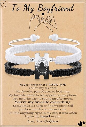 مطابقة الأساور للأزواج هدايا لعلاقة جديدة هدية كولبل هدية طويلة مسافة أساور مع هدايا رومانسية قابلة للتعديل لها له مجوهرات الزفاف in Kuwait