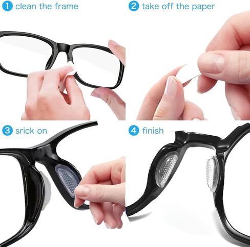 Eyeglass Nose Pads, Silicone Nose Pads for Glasses, Anti-Slip Heighten Air Chamber Glasses Grips for Eyeglasses and Sunglasses, with Sticky Backing (12 Pairs, Clear) in Kuwait