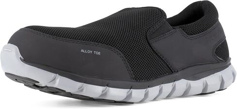 Reebok Work Men's Rb4037 Sublite Cushion Work Safety Athletic Slip-on Alloy Toe Shoe Black in Saudi Arabia