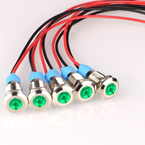 Gebildet 5pcs 8mm 110V-220V AC LED Waterproof Signal Lamp Metal Indicator Light (Green) in Saudi Arabia