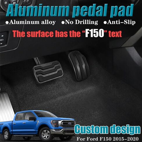 LEXLEY 2PCS Anti-Slip Aluminum Brake Gas Pedal Pads,Auto No Drilling Accelerator Pedal Covers Only for F150 2015 2016 2017 2018 2019 2020，Not Fit 2021-2025 F150，Not Fit 2009-2014 F150-SLIVER in Saudi Arabia