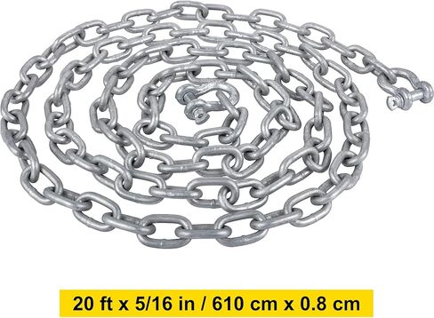 سلسلة مرساة VEVOR، سلسلة مرساة من الفولاذ المقاوم للصدأ 6 × 5/16 بوصة، سلسلة مرساة 316، سلسلة مرساة للقارب مع تكبل مجلفن 3/8 بوصة وسلسلة مرساة ممتدة 4 بوصة، تعمل مع مرساة مختلفة، سلاسل مرساة للقوارب in Kuwait